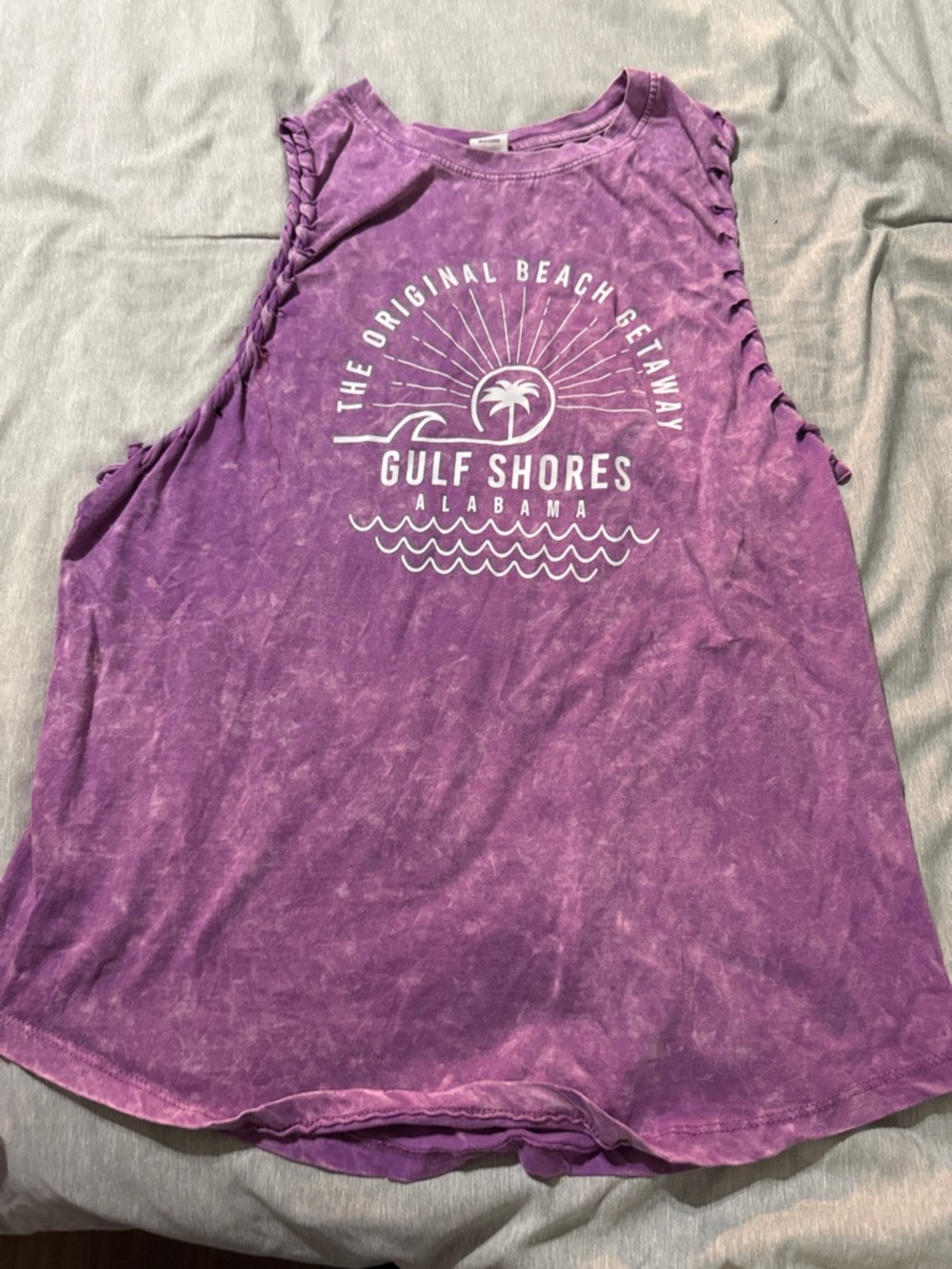 Purple Gulf Shores Graphic Muscle Tank